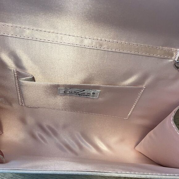 Lunar Elegance Womens Satin Flap Chain Strap Clutch Evening Silver‎ Pale Pink OS - Picture 3 of 6